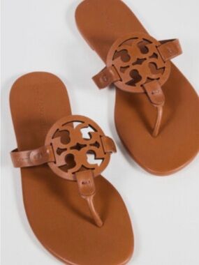 Tory Burch Miller Sandals Leather — Cognac